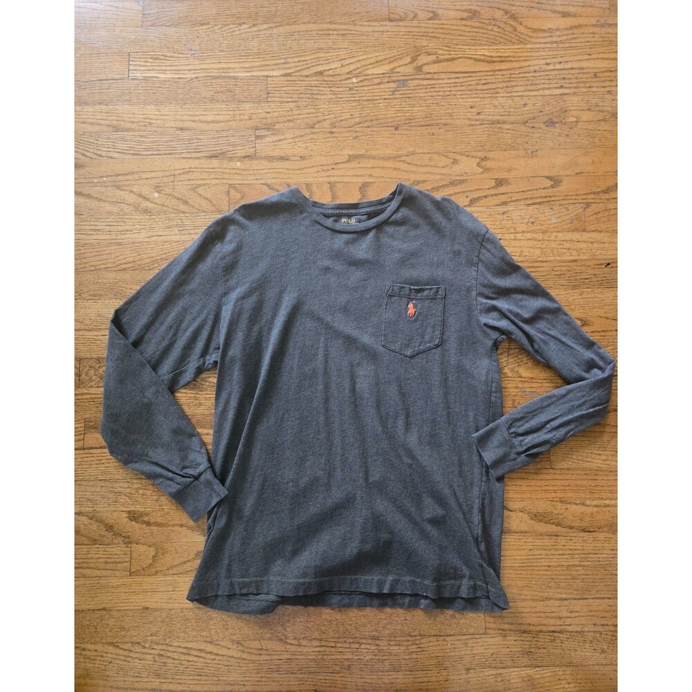 Polo Ralph Lauren Mens Medium Brown Long Sleeve Pocket T-Shirt 100% Cotton
